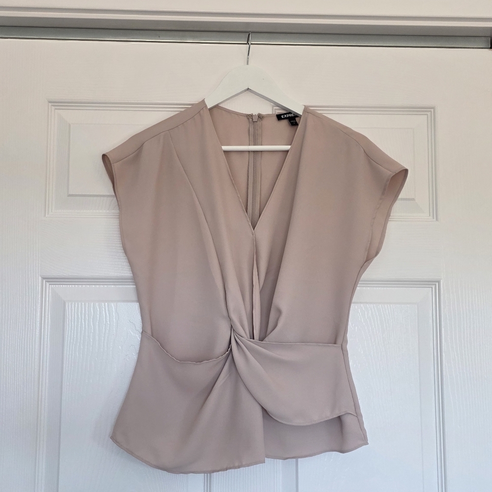 Express Pale Pink Twist Front Blouse